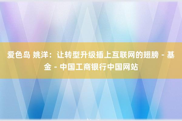 爱色岛 姚洋：让转型升级插上互联网的翅膀－基金－中国工商银行中国网站
